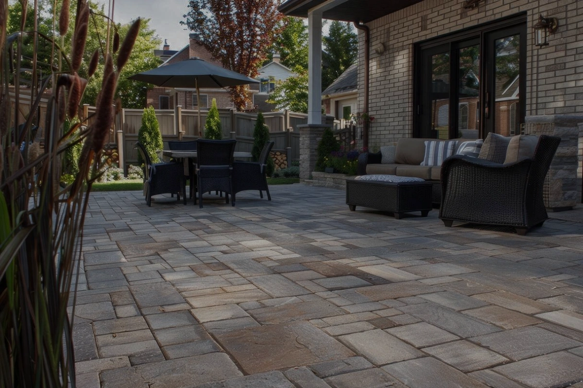Custom paver patio installation at a residential property in Dallas