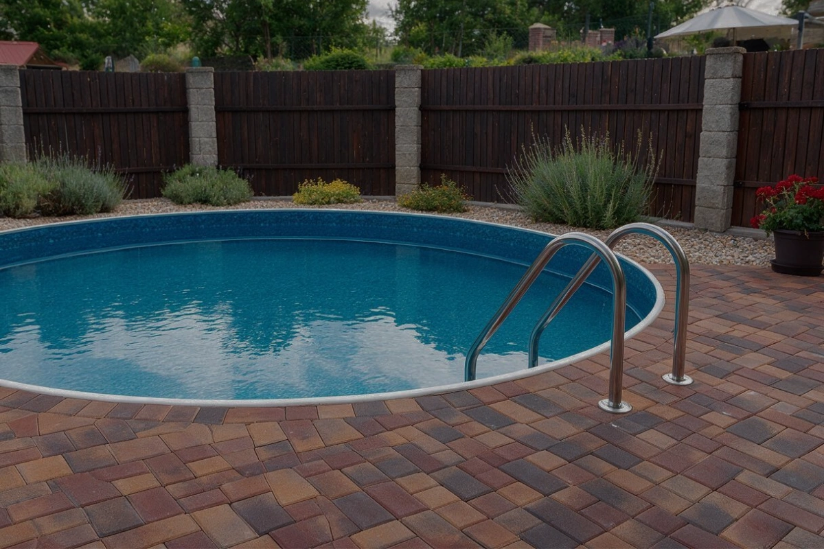 Pool deck paver installation for a Dallas backyard
